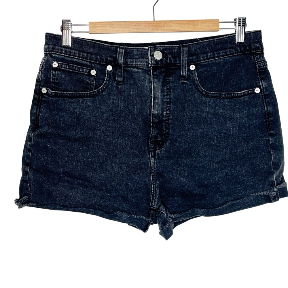 Madewell High Rise Denim Jean Shorts Black Womens Size 29 Cut Off Stretch